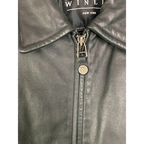Winlit Mens Black Leather Jacket XL With Zipper Closure & Side Pockets - Picture 3 of 5
